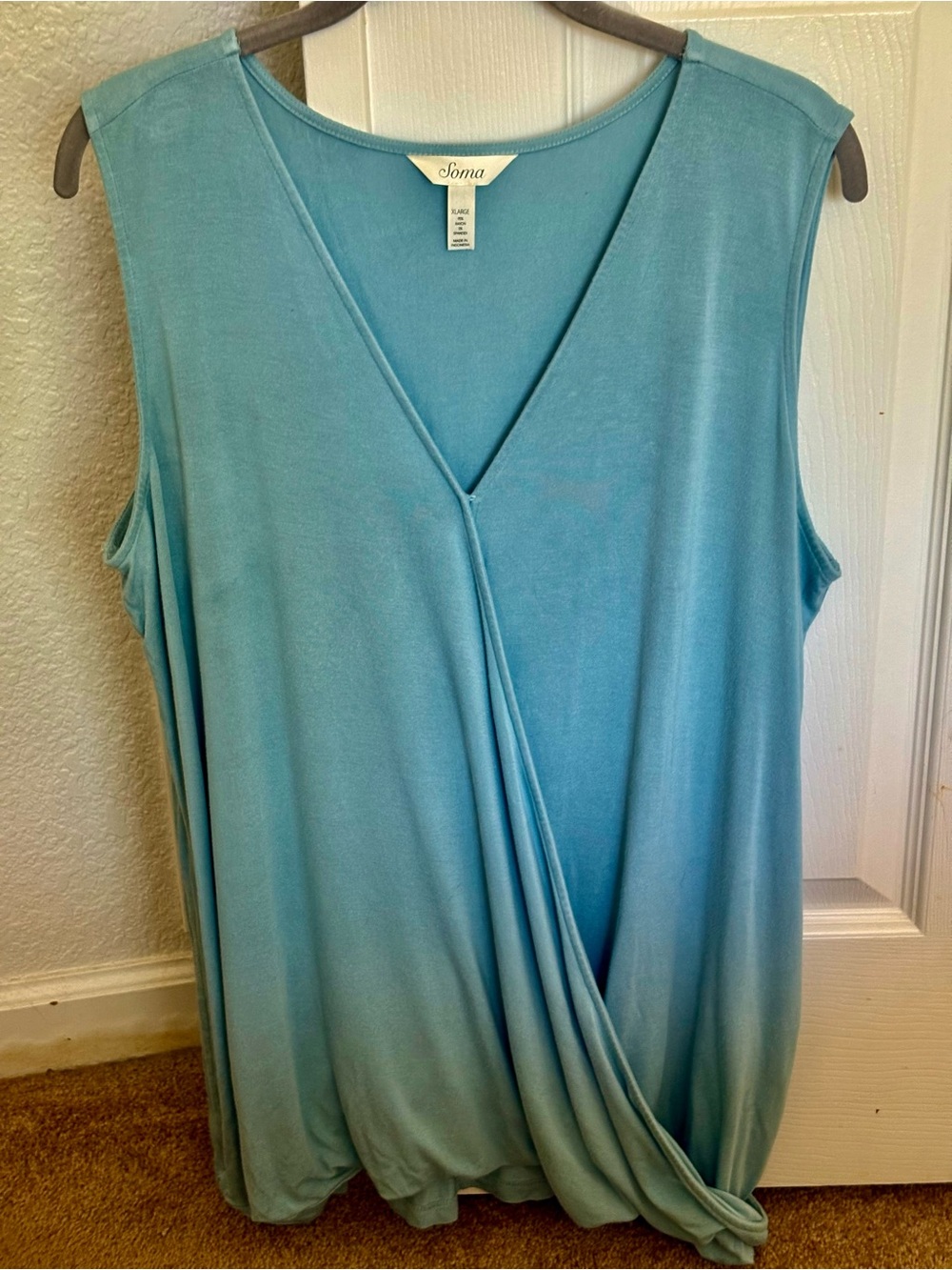 Soma Light Teal Draped Surplice Tank